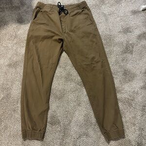 Men's Olive Brown Jogger Pants - Drawstring Waist
